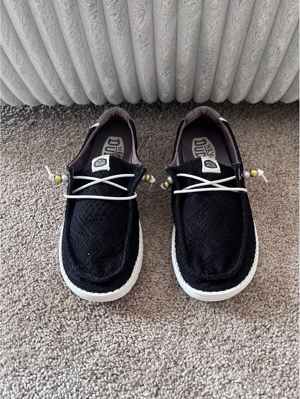 Hey Dude Wendy Boho Crochet Shoes Black Size 8